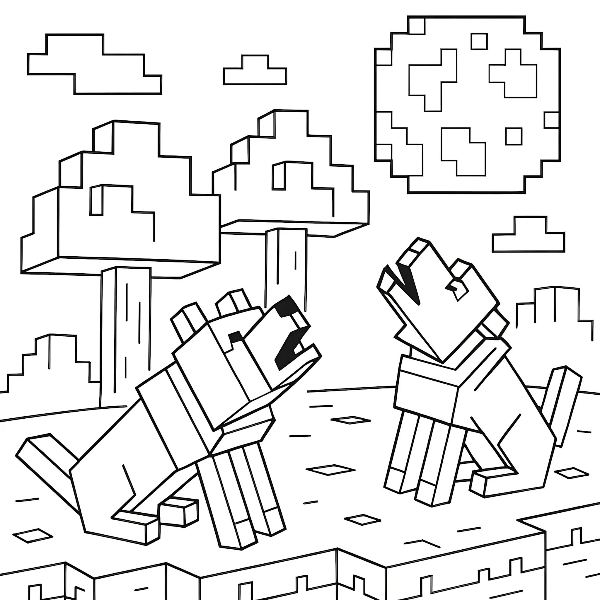 Minecraft  Wolves  Moon